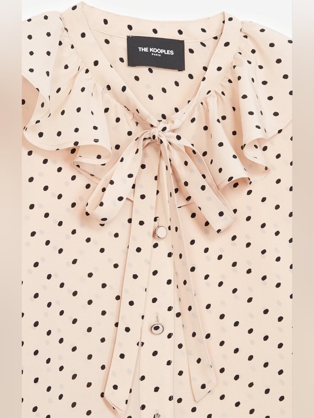 The KooplesPolka-Dot Tie-Neck Ruffle Blouse